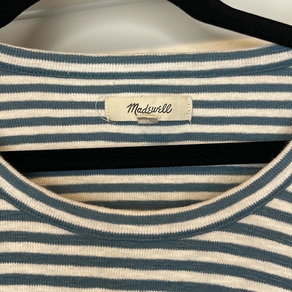 Madewell Ivory and Blue Striped Long Sleeve Shirt - Picture 2 of 8